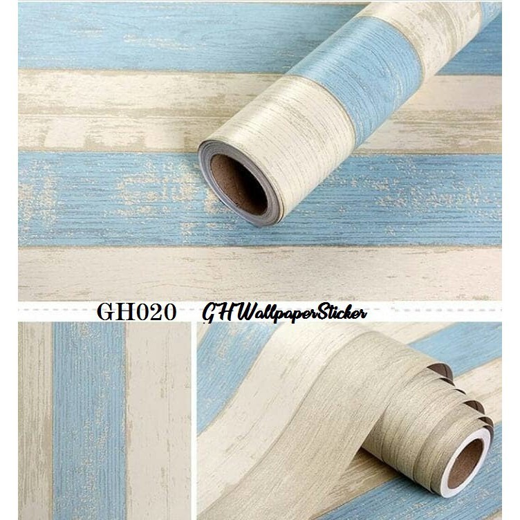 Wallpaper Dinding Wallpaper Stiker Motif Salur Kayu 8mx45cm gh020