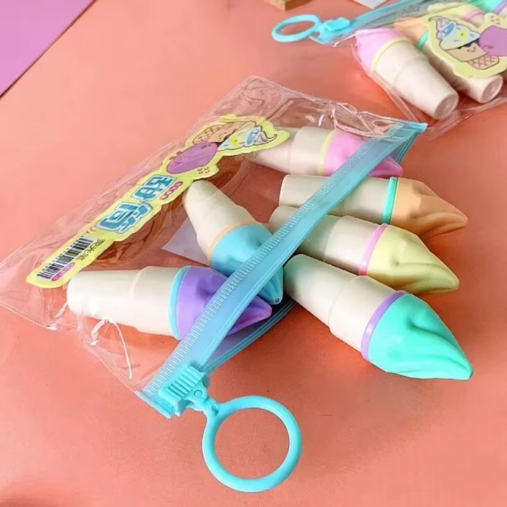 

2025 6Pcs Ice Cream Highlighters Set Mini Marker Pens Kids Stationery Students Drawing Painting Tool Student School Supplies