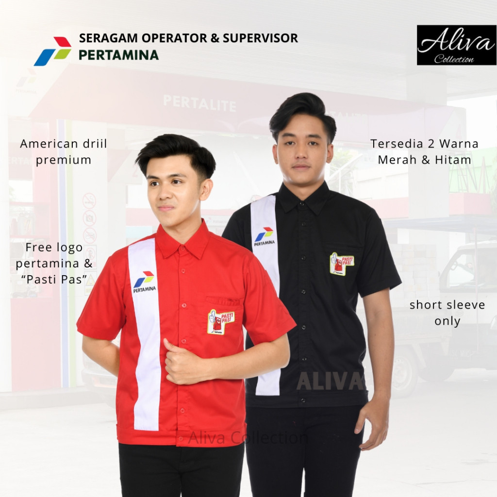 Baju Atasan Pria Operator Dan Supervisor SPBU Pertamina | Kemeja Kerja Pertamina