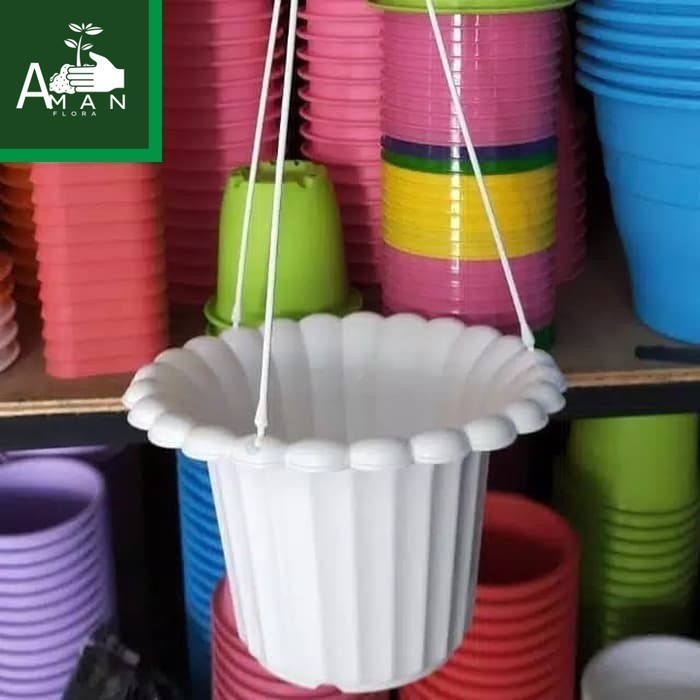 #  Pot gantung mawar putih pot gantung cantik pot bunga plastik pot bunga