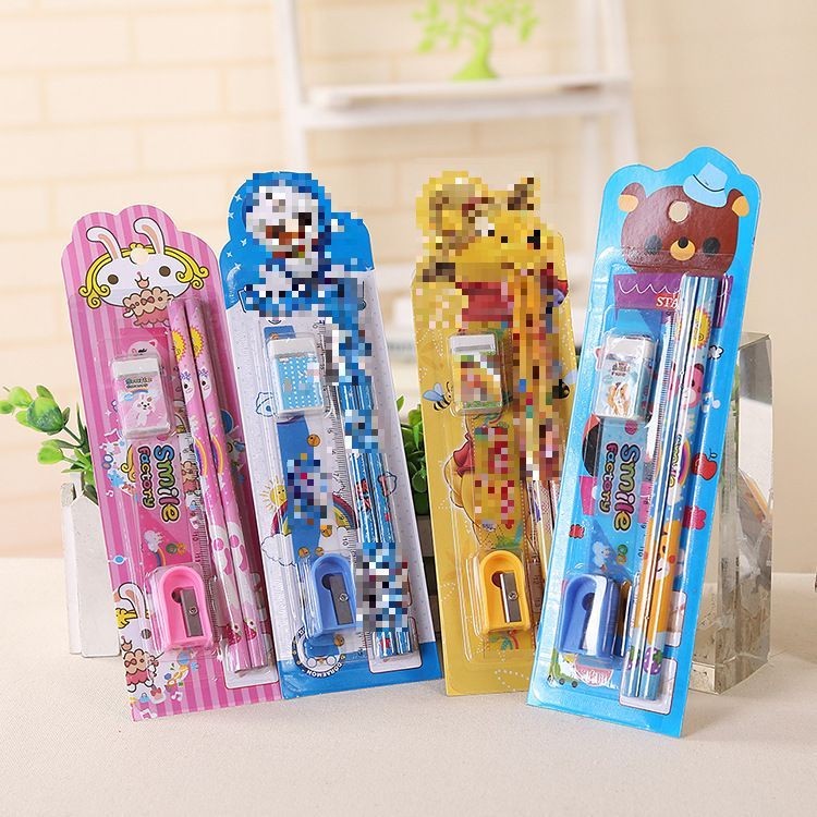 

HC Stationery Set 5 in 1 Alat Tulis Anak Sekolah Penghapus penggaris Pensil Serutan Karakter Lucu