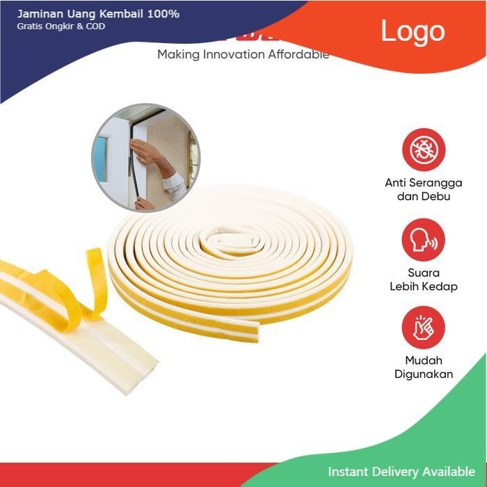 

TaffHOME Lis Strip Pintu Door Noise Insulation D Tape 9x6mm 10M - KK-062