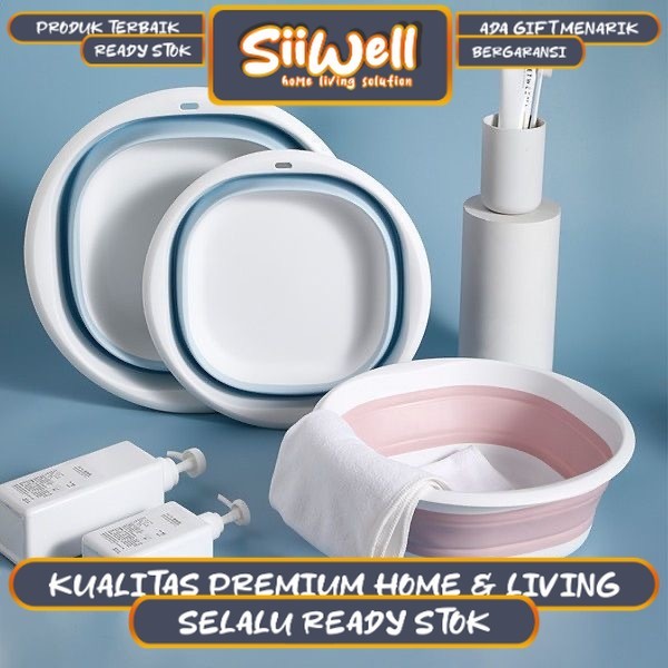 Bak Lipat Portable Ember Lipat Multifungsi Baskom Lipat Portable Serbaguna Baskom Plastik Silikon wa