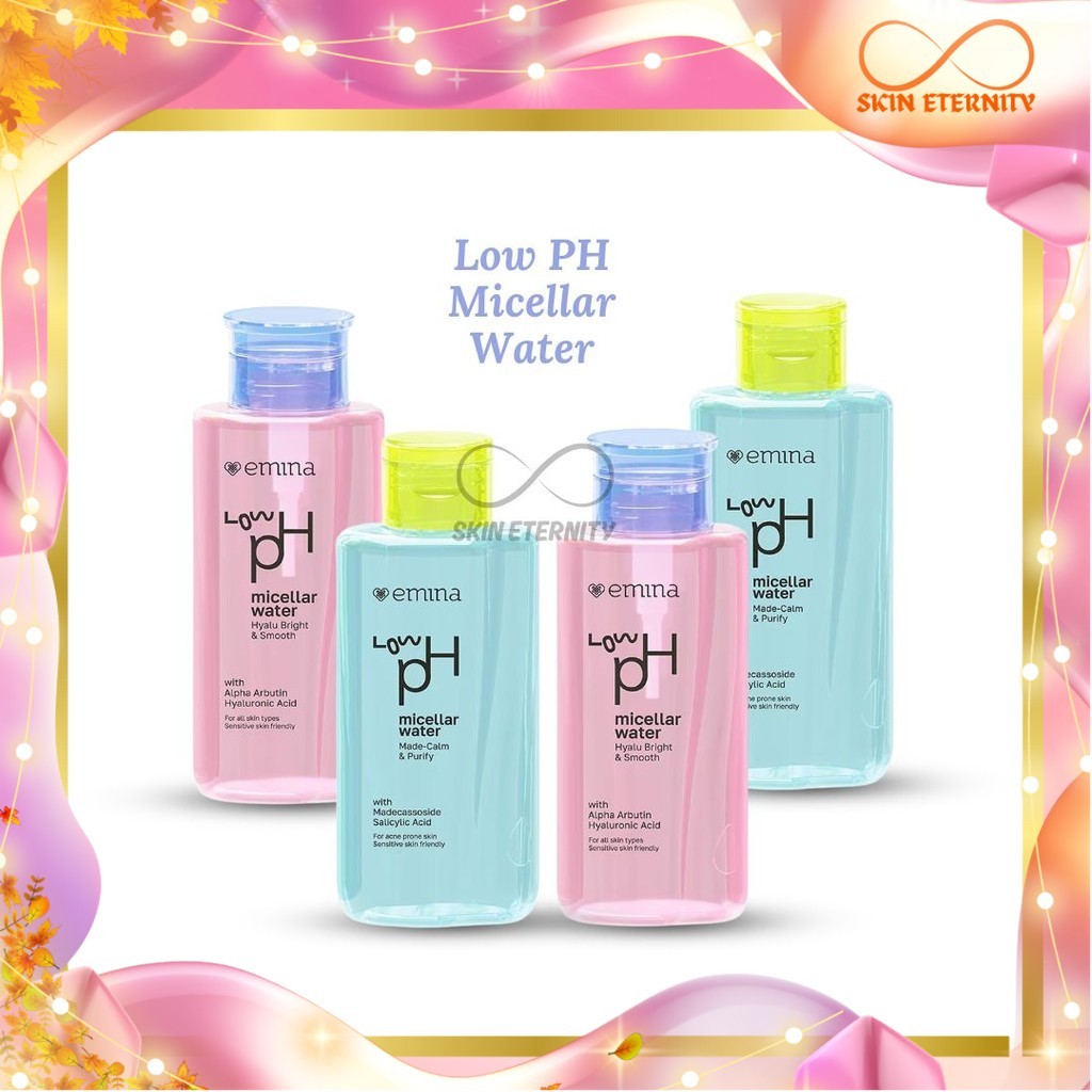 100% Ori Emina Low pH Micellar Water HyaluBright & Smooth 300ml | Makeup Remover-Double Cleansing