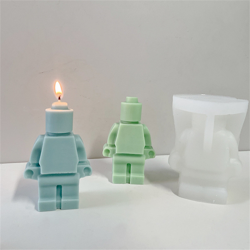 

DIY Cute Robots Silicone Candle Mold 3D Building Blocks Chocolate Fondant Ice Molds Gifts Craft Supplies Home Decor