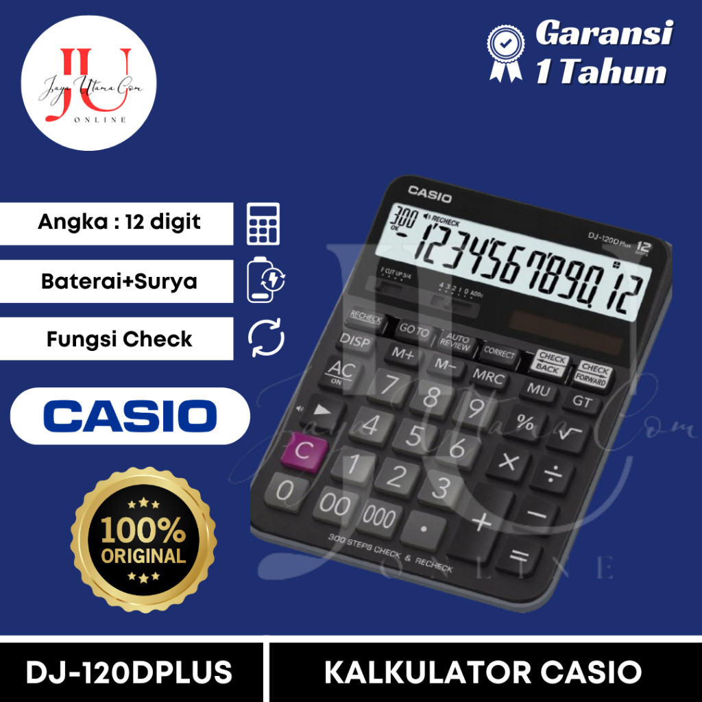 

Casio DJ 120D Plus Kalkulator 12 Digit – Check & Correct – Asli / Original