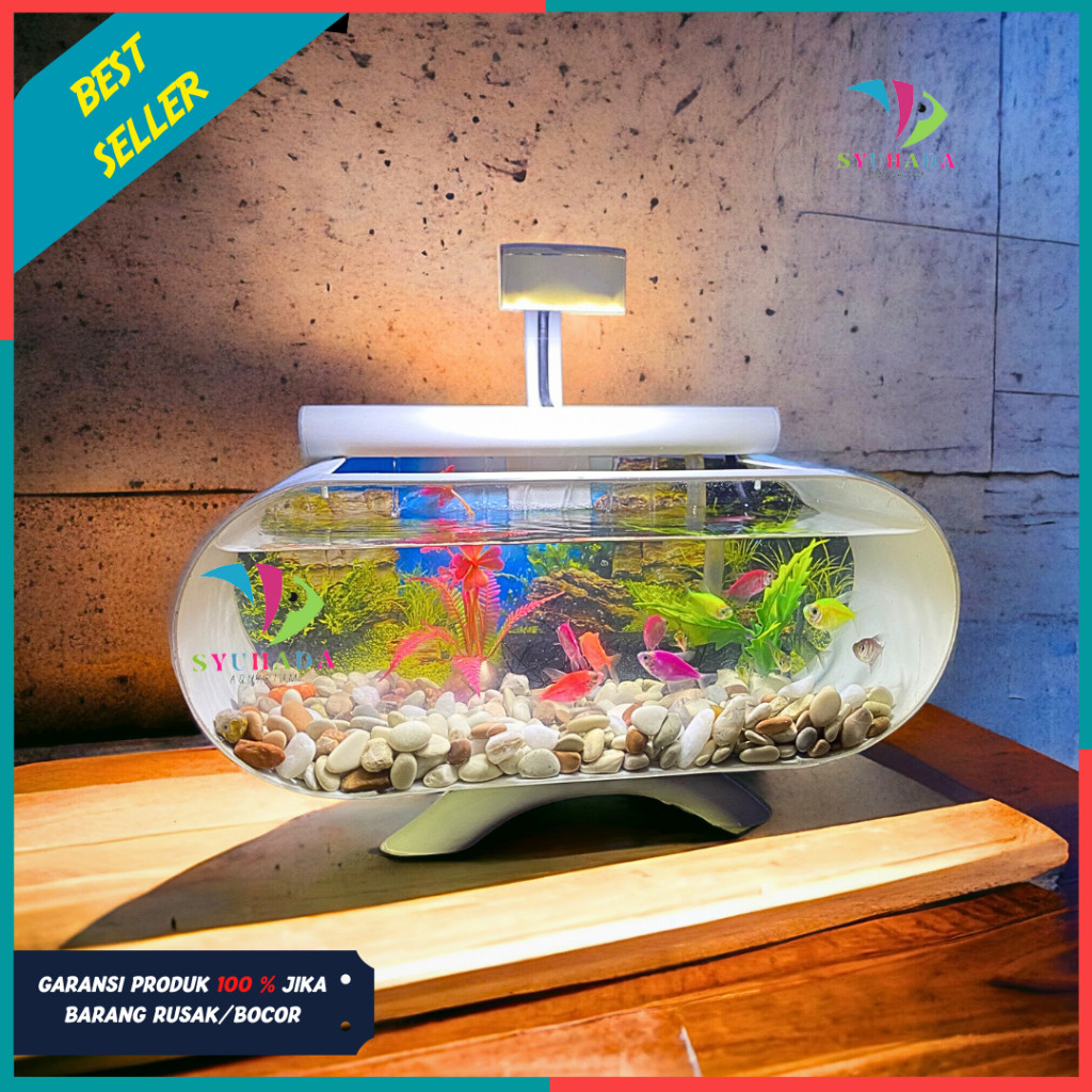 Terlaris TERMURAH  Aquarium mini / aquarium akrilik 1 set  plus mesin filter sirkulasi aquarium dan 