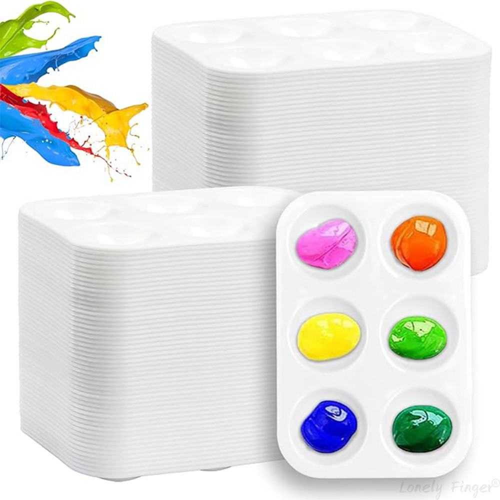 

6 Wells Paint Tray Palettes Plastic Paint Pallets for Students Watercolor Palette Painting Tray for DIY Craft and Art Painting