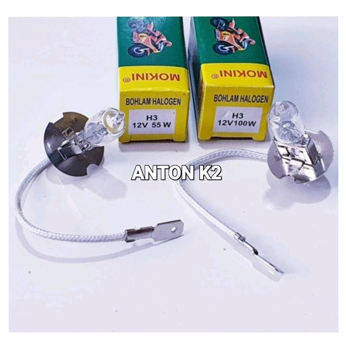 BOLAM H3 12 VOLT/BOLAM HALOGEN LAMPU TEMBAK MOTOR/MOBIL/BOLAM XENON H3 KABEL 55W 100W BOLAM KABUT - 