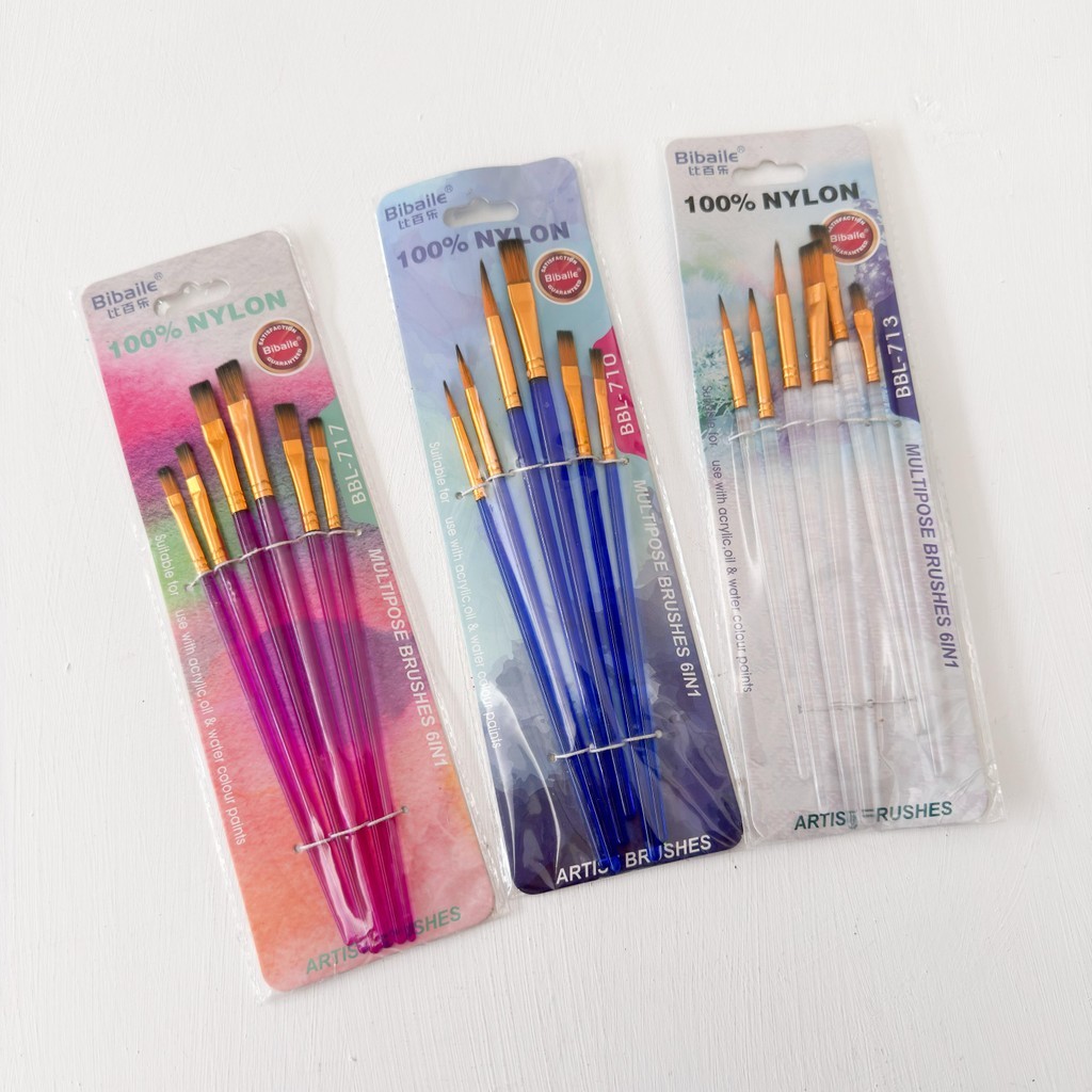 

KUAS CAT TRANSPARAN LENGKAP / KUAS LUKIS TRANSPARAN ISI 6