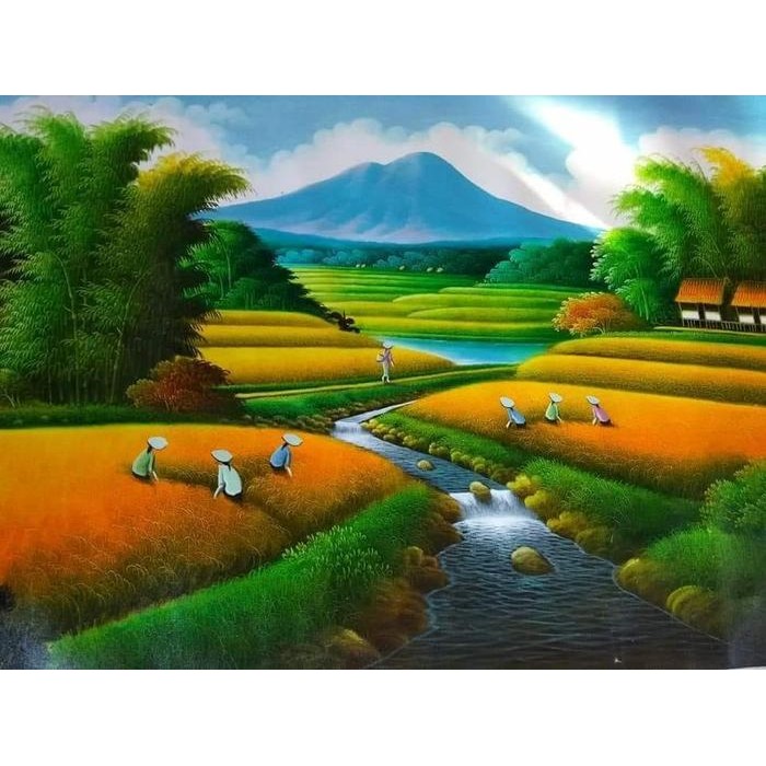 Lukisan pemandangan alam persawahan