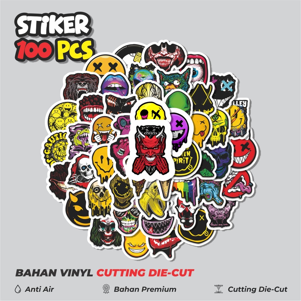 

Terbaru! 50 pcs Stiker Hiphop Friend Horror Face [Wajah Horor Teman Hiphop] Dekorasi Lucu Kreatif untuk Notebook, Skateboard, HP