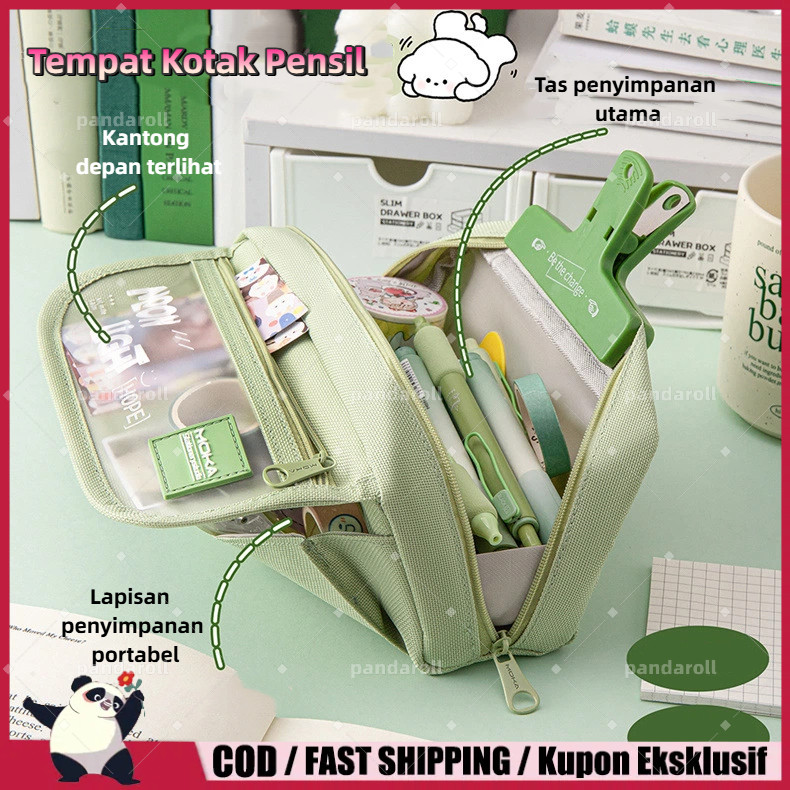 

PANDA Tempat alat tulis kotak pensil aesthetic / Tas PenaTempat Pencil Tas Pensil kapasitas besar