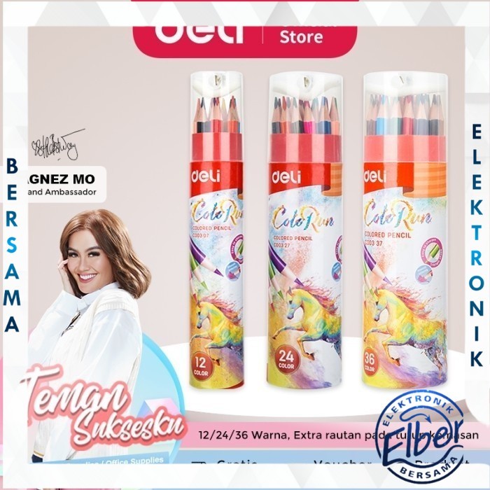 

ELBER DELI004 Deli EC00307 Pensil Warna 12 Warna dengan Bonus Rautan Pensil Diatas Y1668