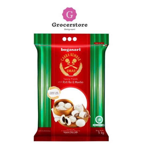 

Tepung Roti Pao Mantao Bakpao Cakra Kembar Emas 5 kg