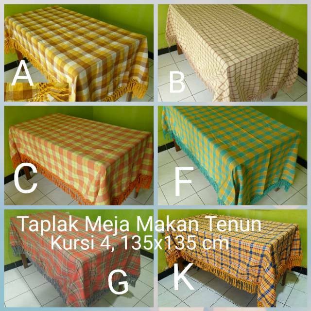 Taplak Meja Makan Kursi 4 Tenun Kotak-Kotak