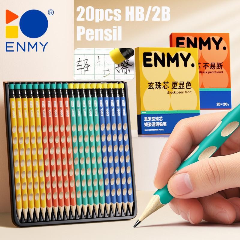 

ENMY Graphite Pencil HB 2B / Pensil Kayu HB 2B Isi 20 PCS/Box Desain Segitiga Ergonomis COD