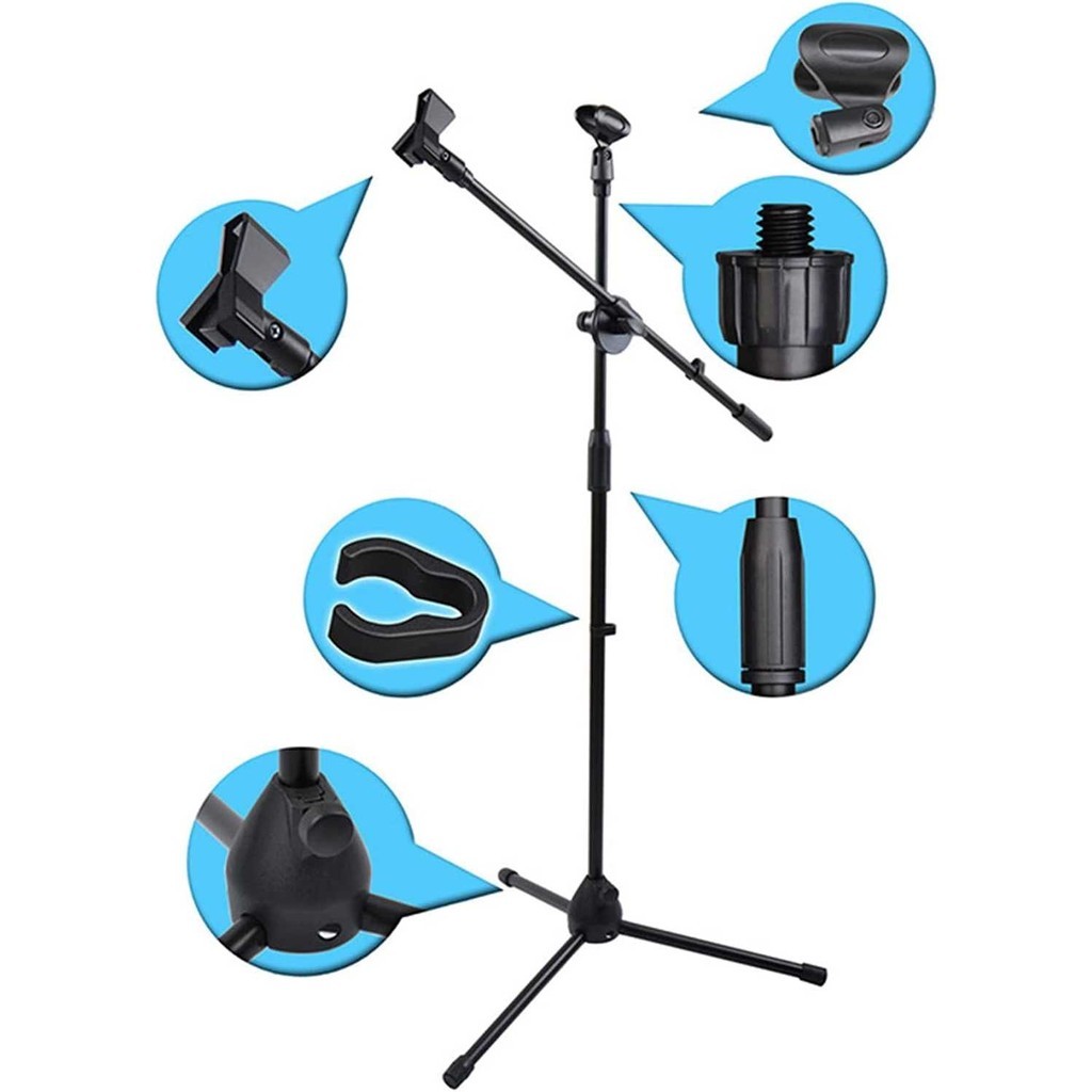 Tripod Holder Mic Mikrofon Panjang / Microphone Stand Tripod Professional Adjustable 2 Holder / Stan