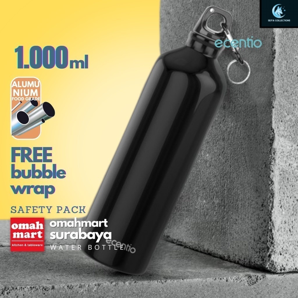 ECENTIO Botol Minum Sport Olahraga 1 Liter Alumunium Tumbler Aesthetic