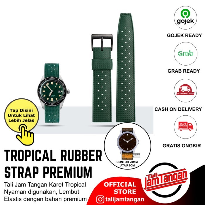 Tali Jam Tangan Karet Tropical Rubber Strap Untuk Seiko Diver - Hijau, 22mm