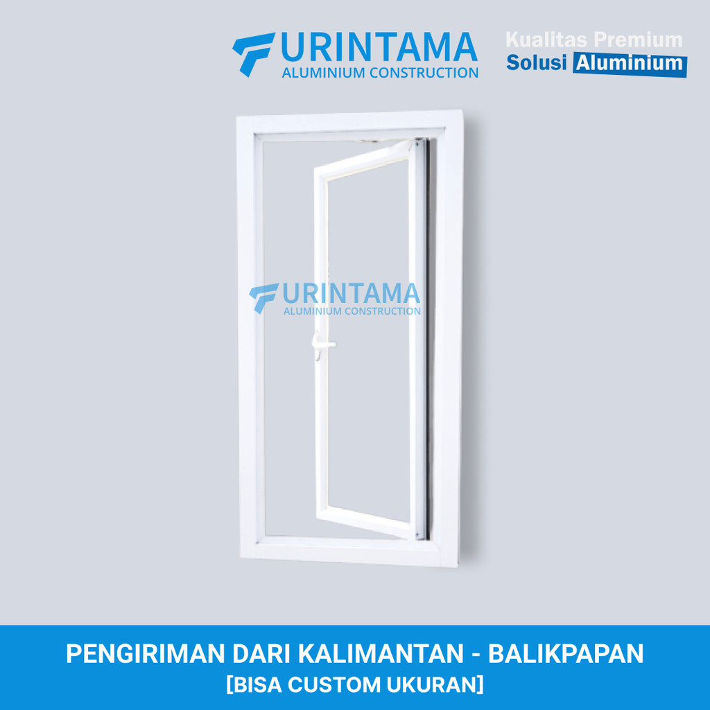 Jendela Aluminium Casement Swing Ukuran 50x80,50x100,50x120,50x130,50x150 cm Gratis Packing Kayu