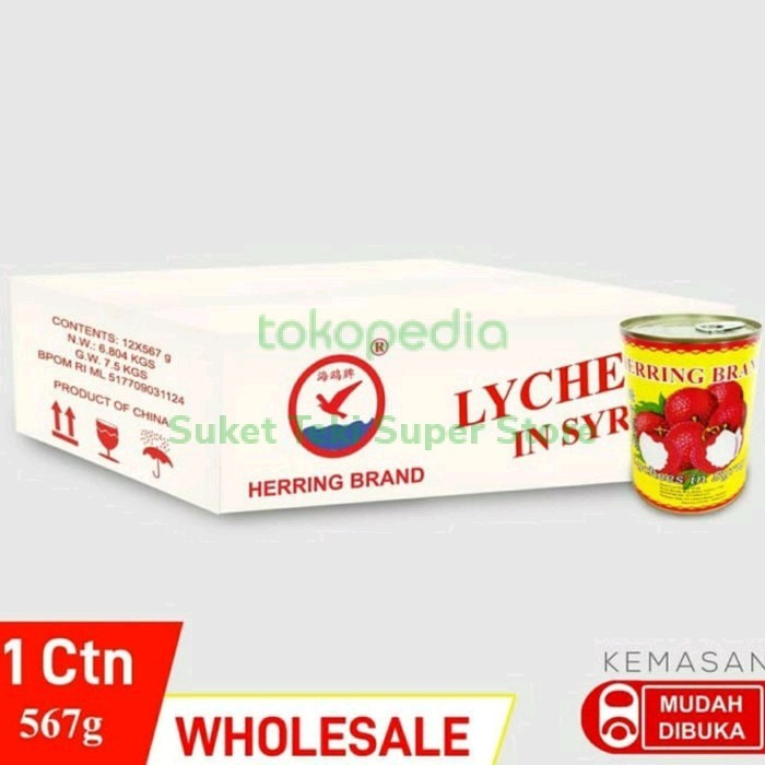 

[Best Seller] Lychee Kaleng / Sirup Leci Herring Brand per karton isi 12pcs GRAB