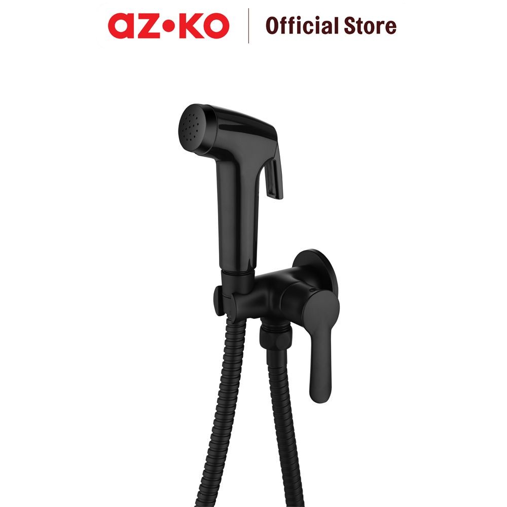 AZKO Acroz Veneto Set Keran Stop Valve & Shower Toilet - Hitam Kran Air Kamar Mandi Kran Air Dingin 