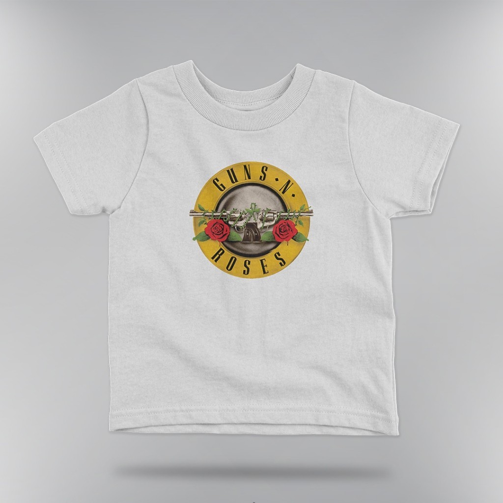 Pakaian Anak Pakaian Anak Bayi Baju Kaos Band Anak Oversized Cowok dan Cewek Putih Guns N' Roses Len