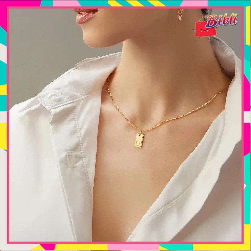 Kalung Simple Bandul Chips Huruf 𝘽𝘽 1252
