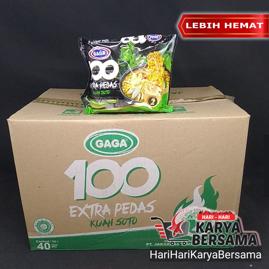 

GAGA 100 MI INSTAN KUAH SOTO EXTRA PEDAS ISI PER KARTON 40'S X 75GR