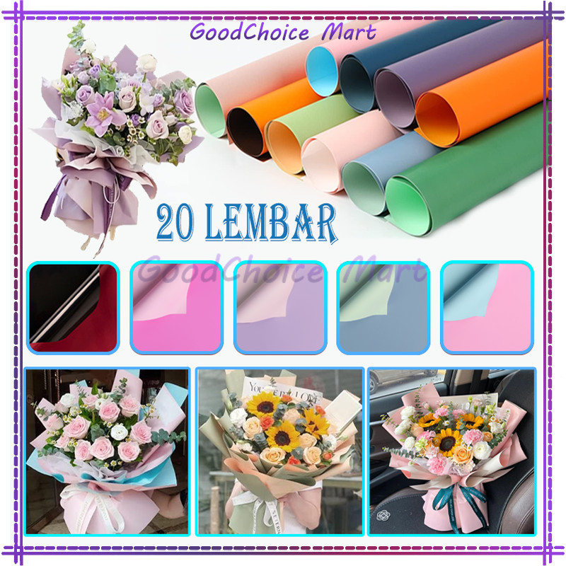 

20 Lembar Flower Wrapping Paper Dua Warna/Bi Color Kertas Buket Bunga
