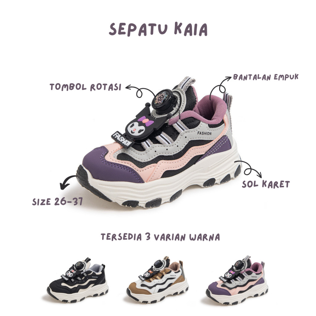 KBX71 BABYPOTATO - (26-37) KAIA Sepatu Sneakers Anak Remaja Tali Rotasi