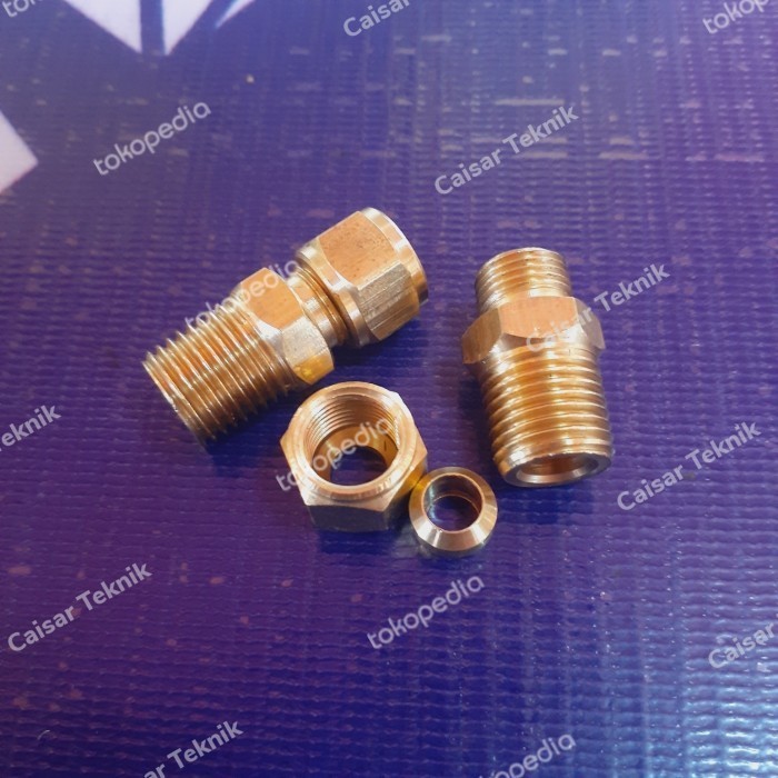 Male Conector Selang 8mm × 1/8" inch Kuningan