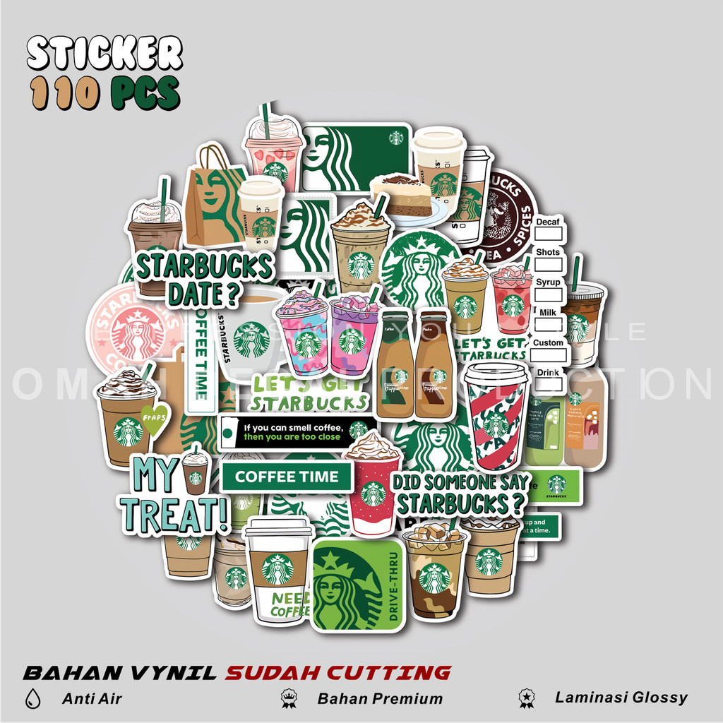 STICKER PACK STARBUCKS  STICKER TUMBLR STIKER VIRAL ANTI AIR UNTUK LAPTOP CASE HP HELM STICKER CASE
