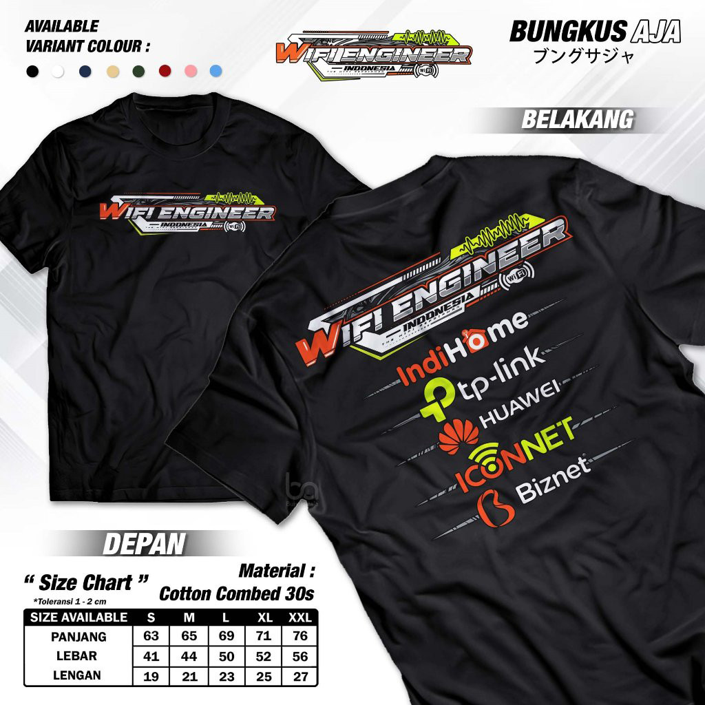 Kaos Teknisi Wifi Engineer Indonesia IndiHome Biznet Tshirt Distro Keren Murah Terbaru BIsa COD Tazo