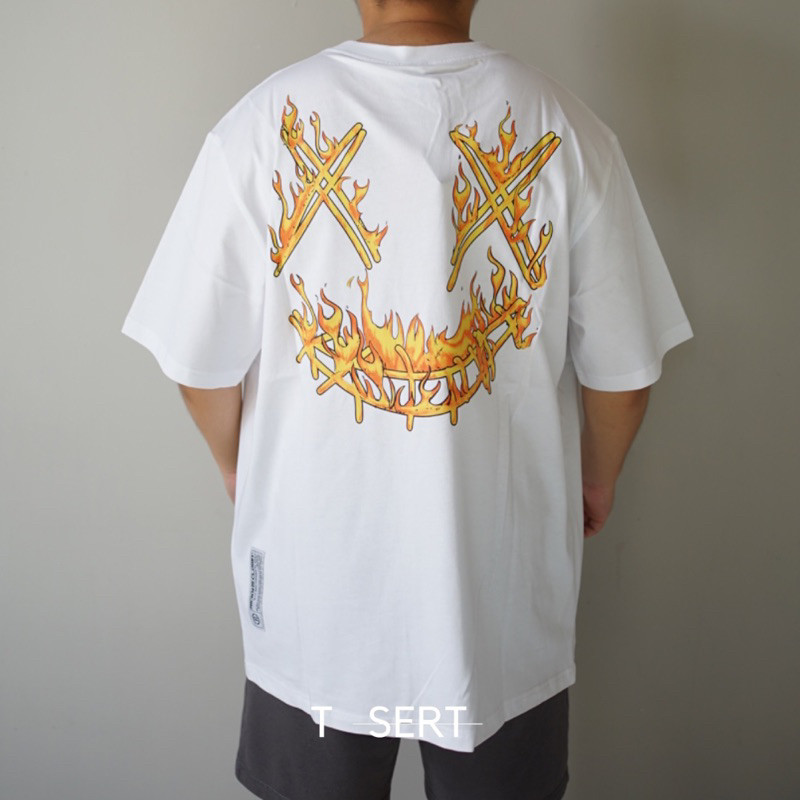 Kaos Oversize RIC Ricky Is Clown Fire Clown White Tee
