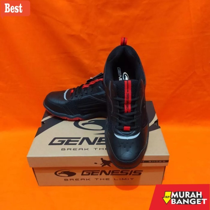sepatu lari lokal terbaik 2025 Sepatu Badminton Genesis Belerick Original - Hitam, 43