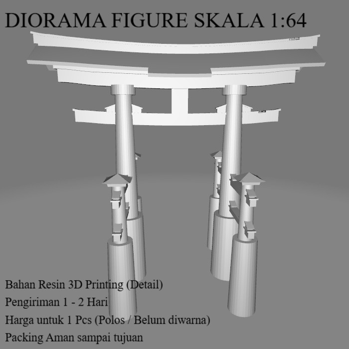 Diorama Miniatur  Gerbang Jepang / Torii Gate  Model 2  Skala 1/64 Mini Figure Diecast