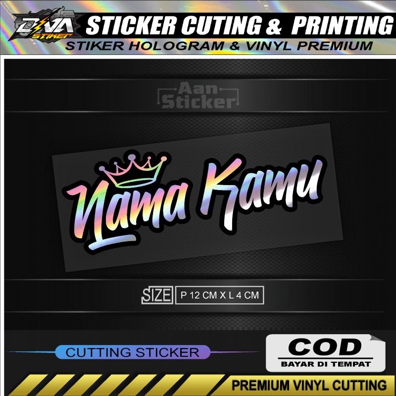 

Stiker Request nama model mahkota stiker cutting hologram custom nama model mahkota Termurah