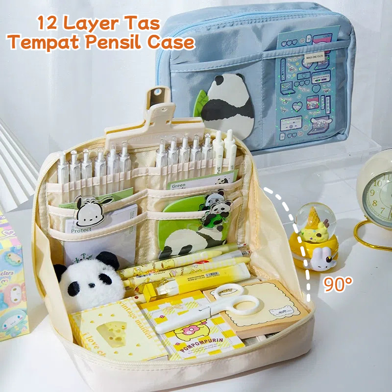 

Abanhappy Pensil Case 12 Layer Tas Tempat Pouch Anak Sekolah Transparan Kapasitas Besar Stationery Kantor A020
