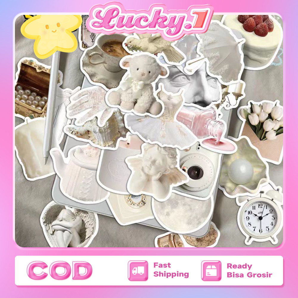 

50Pcs Lucu Putih ins Stiker Anti Air Stikers Berperekat Waterproof sticker diy koper mug laptop