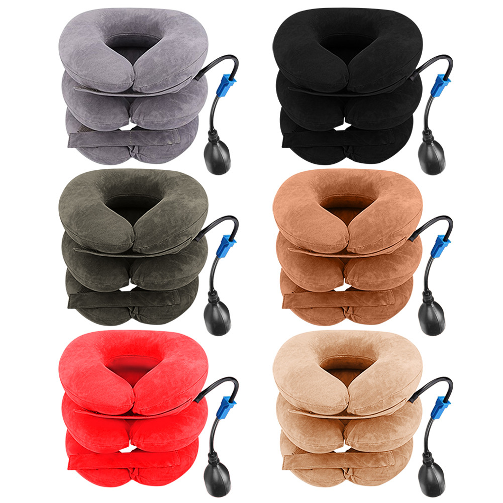 

Neck Stretcher Inflatable 3 Tubes Air Neck Traction Apparatus Device Neck Cervical Collar Pillow Pain Stress Pain Relief Tractor