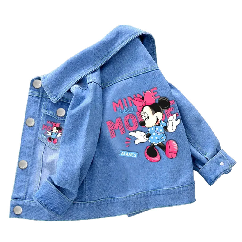 2023 New Baby Boys Girls Denim Mickey Minnie Mouse Jacket Coat Spring Autumn Children Outerwear Kids