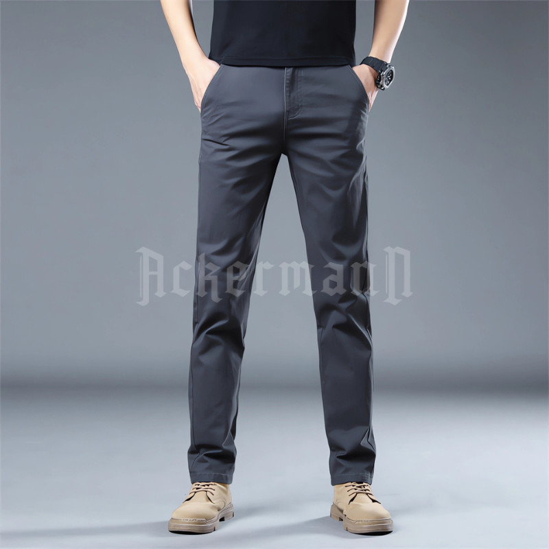 AZ86NS Ackermann - Celana Chino Pria Celana Panjang Slimfit Grey 100cm Original Katun Stretch