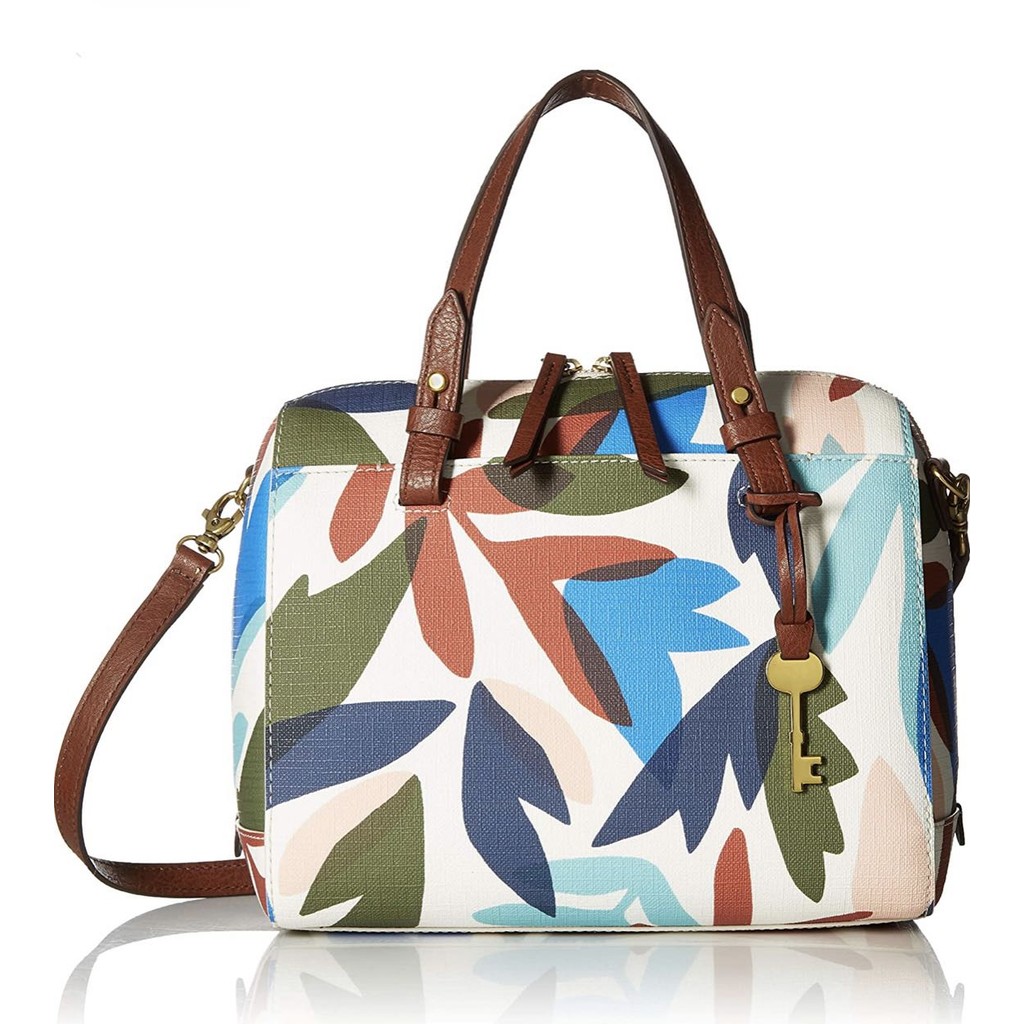 Fossil Rachel Satchel Natural Floral Multi