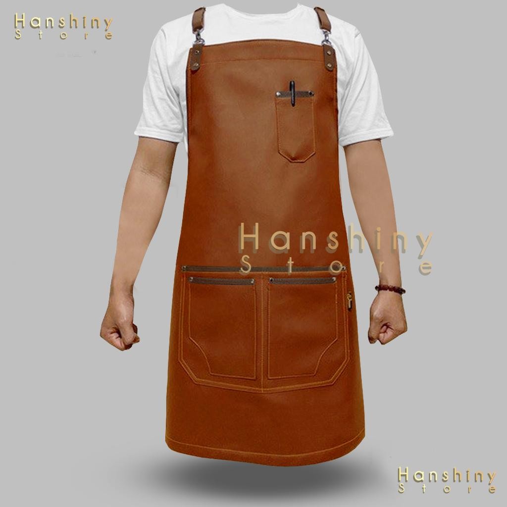 Apron Barista Celemek Kulit Dapur Fashion Baru Apron Celemek Kulit Apron Kulit Keren Wanita dan pria
