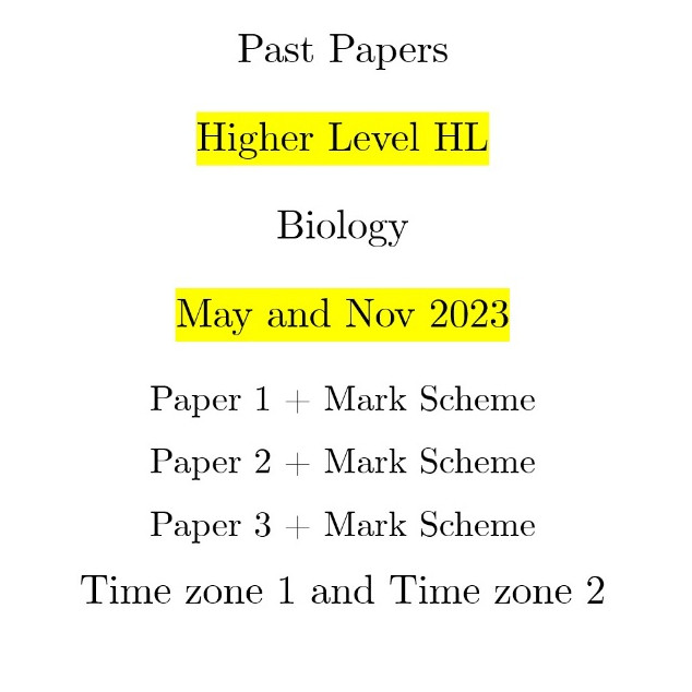 [Hardcopy] IB Diploma Past Papers HL Biology Tahun 2023