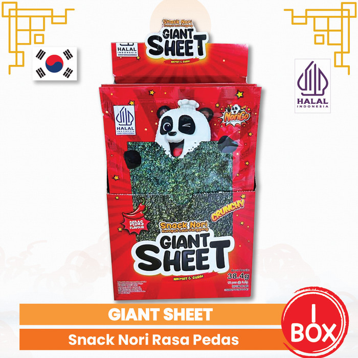 

[1 BOX ISI 12 Pcs] Norigo / Snack Nori Giant Sheet / Snack Rumput Laut - Pedas