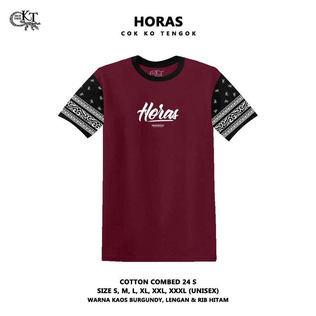 CKT Kaos Batak Horas Motif Ulos H5 Katun Combed 24s Premium Distro