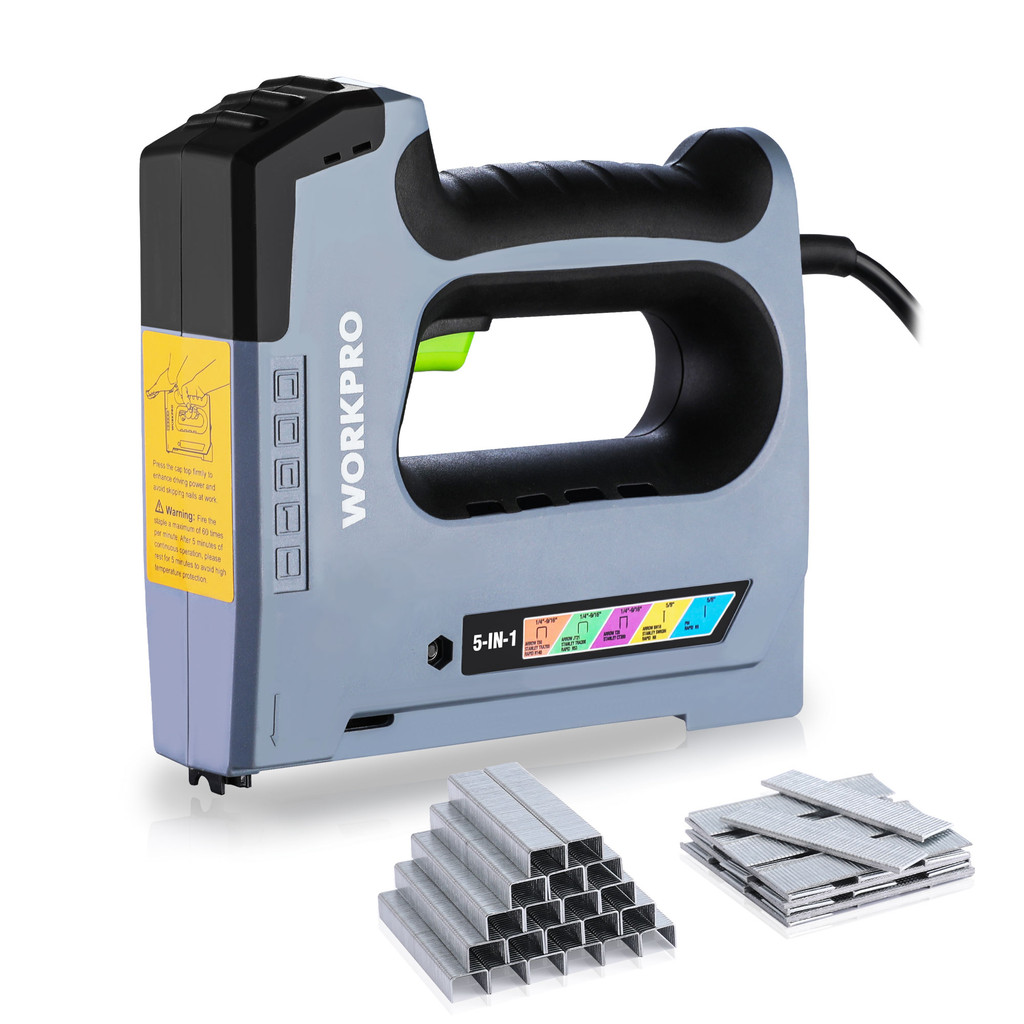 

WORKPRO Electric Stapler 3.6V Lithium-ion Nail Gun Cordless Heavy Duty Staple Gun 5in1 Nailer Furniture Tool Wood Frame Stapler